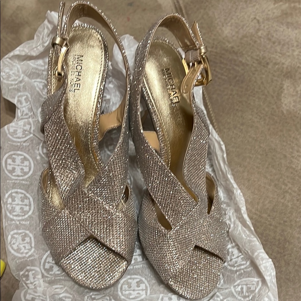 Michael Kors Gold Strappy Heels for Special Occasions